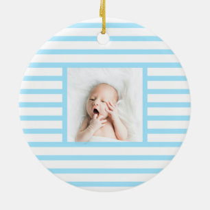 Green Sleepy Baby Dino   Baby Blue Stripe Modern Ceramic Tree Decoration
