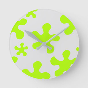 green slime grey fun kids wall round clock
