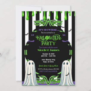 Green Slime Halloween Ghost Costume Party Invitation