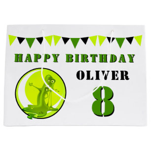 Green Slime Monster Funny Kid`s Birthday Large Gift Bag