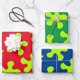 green slime slimy green red blue party wrapping paper sheet