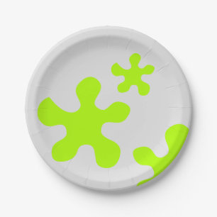 green slime slimy grey party paper plate, plates