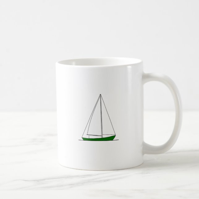Green Sloop Sailboat Coffee Mug (Right)