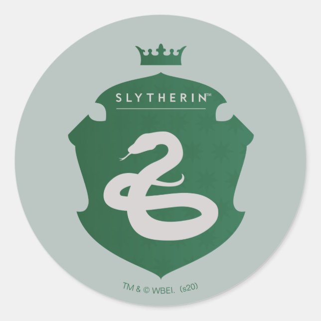 Green SLYTHERIN™ Crowned Crest Classic Round Sticker (Front)