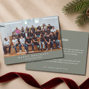 Green Small Business Professional Team Photo Holiday Card