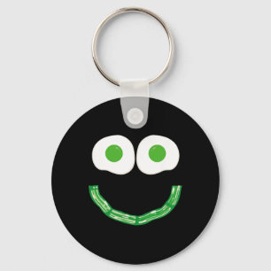 Green Smile Face Eggs And Con Ham Breakfast St Pat Key Ring