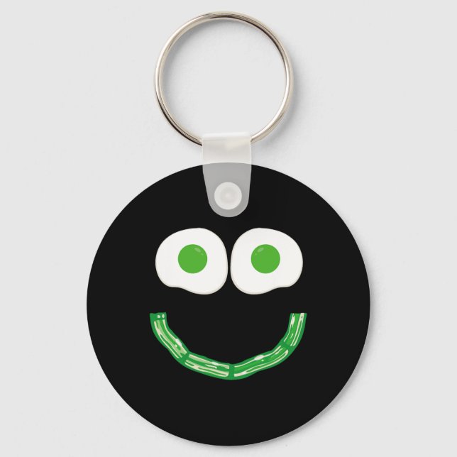 Green Smile Face Eggs And Con Ham Breakfast St Pat Key Ring (Front)