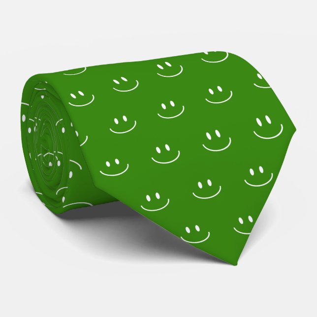Green Smile Pattern Neck Tie (Rolled)