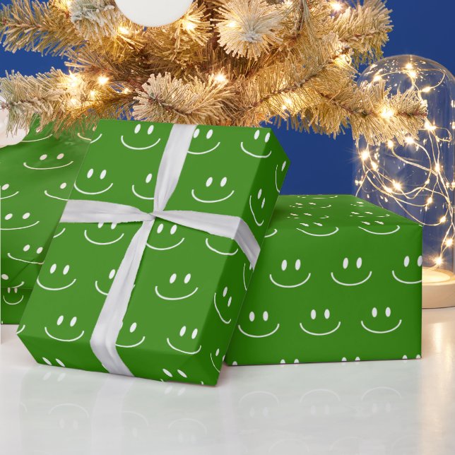 Green Smile Pattern Wrapping Paper (Holidays)