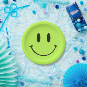Green Smiley One Happy Dude/Gal 1st Birthday Paper Plate