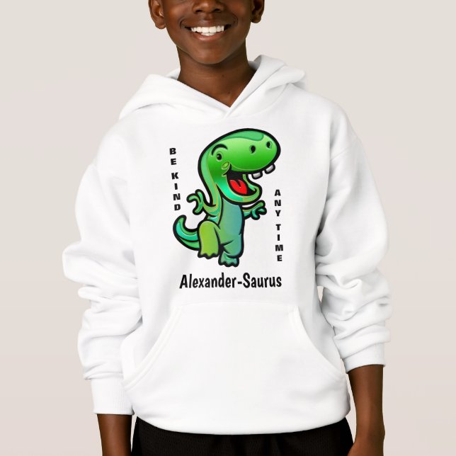 Green Smiling Dinosaur Be Kind Kids Personalise (Front)