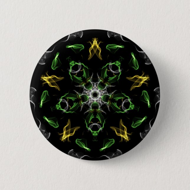 Green Smoke Mandala Design 6 Cm Round Badge (Front)