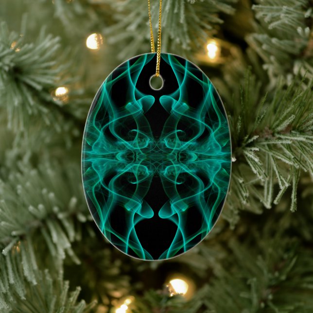 Green Smoke Symmetrical Minimalist Black Ceramic Tree Decoration (Tree)