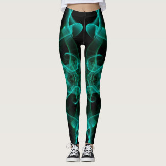 Green Smoke Symmetrical Minimalist Black Leggings