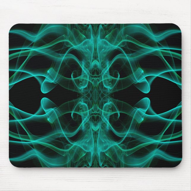Green Smoke Symmetrical Minimalist Black Mouse Mat (Front)