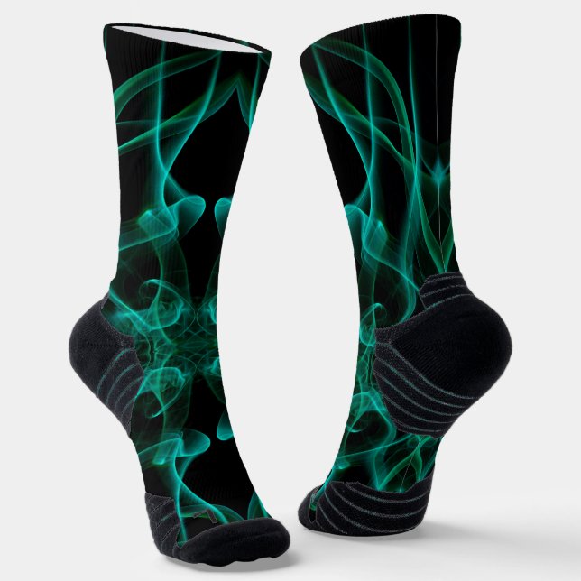Green Smoke Symmetrical Minimalist Black Socks (Angled)