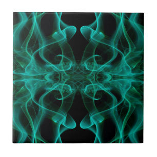 Green Smoke Symmetrical Minimalist Black Tile