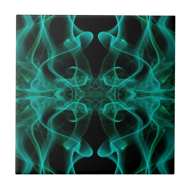 Green Smoke Symmetrical Minimalist Black Tile (Front)