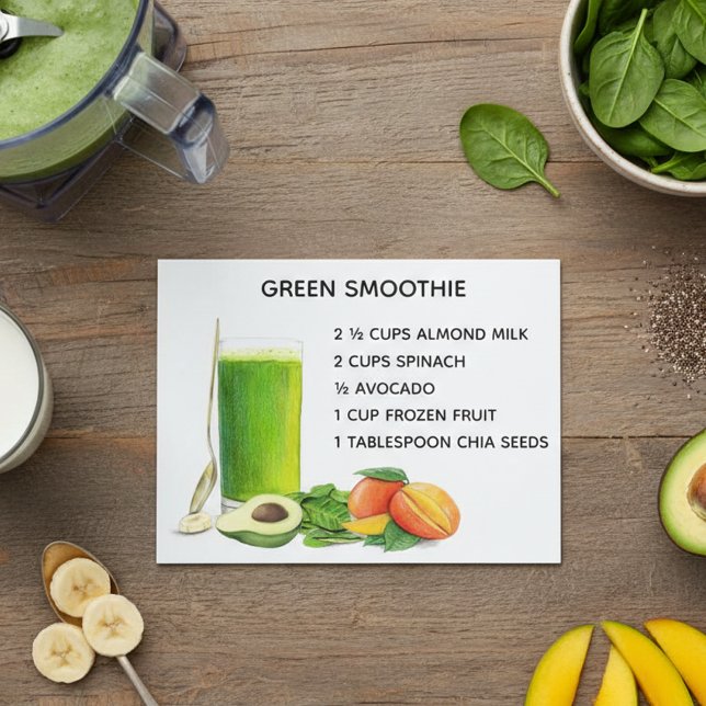 Green Smoothie Recipe Healthy Nutrition Vegan Postcard (Creator Uploaded)