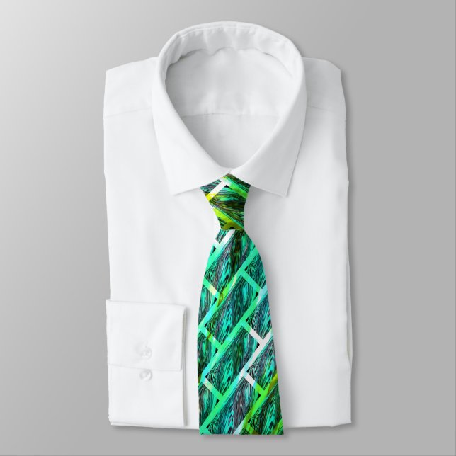 Green smudgy, scratched, grid or different brick? tie (Tied)