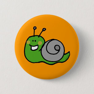 Green snail 6 cm round badge