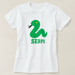 Green snake and text serpe: Snake in Galician T-Shirt