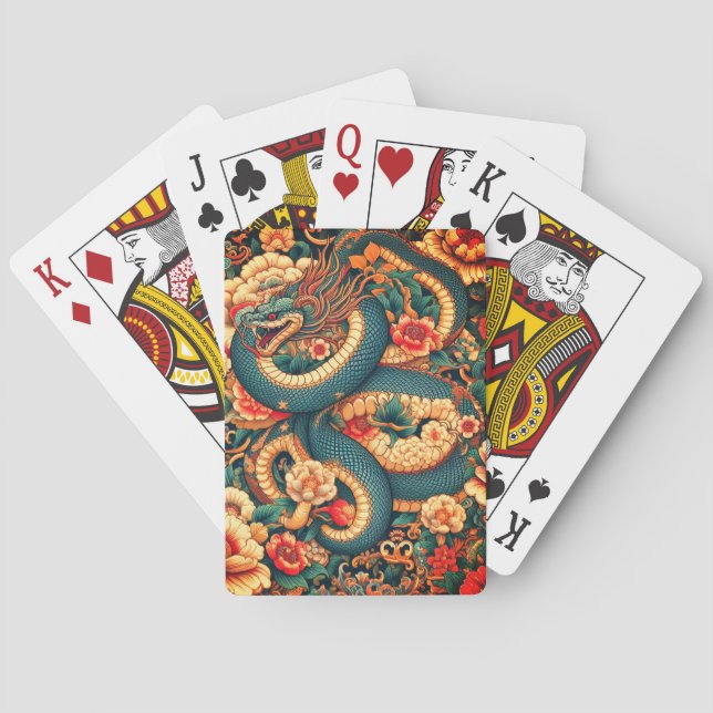Green snake flowers playing cards (Back)