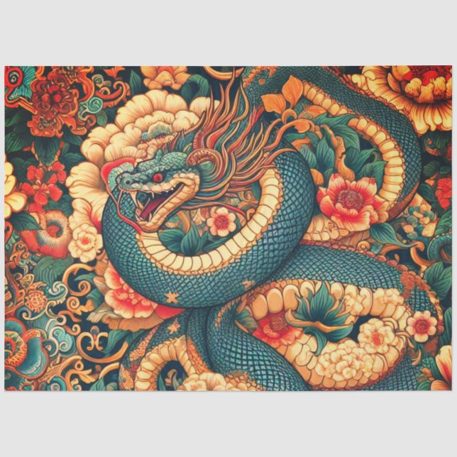 Green snake flowers tissue paper (Front)