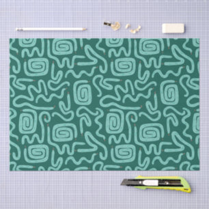 Green Snake Geometrical Pattern Tissue Paper