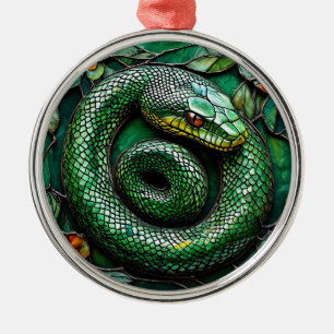 Green Snake Metal Tree Decoration