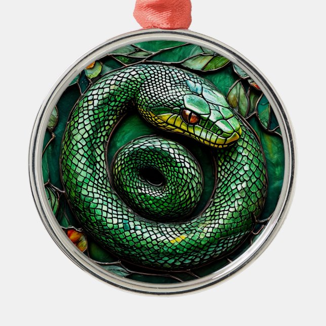 Green Snake Metal Tree Decoration (Front)