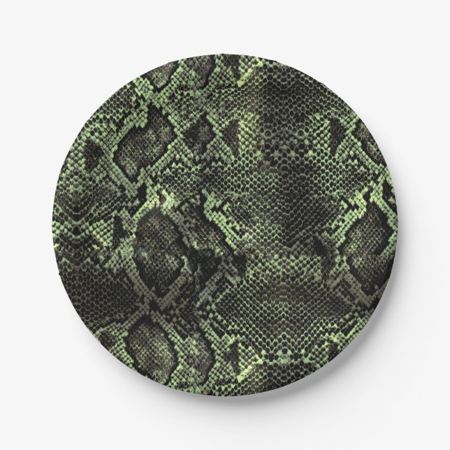 Green Snake print Paper Plate (Front)