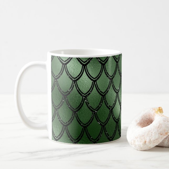 Green Snake Serpent Reptile Pattern Coffee Mug (With Donut)