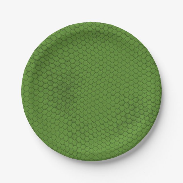 Green Snake Skin Texture Paper Plate (Front)