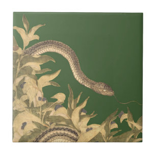 Green Snake Vintage Tile