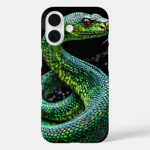 Green snake wild animal aesthetic design iPhone 16 case