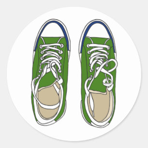 Green sneakers classic round sticker