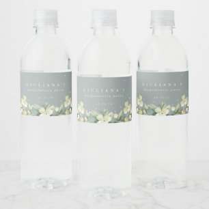Green Snowberry+Eucalyptus Bachelorette/Shower Water Bottle Label