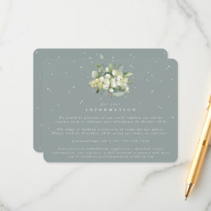 Green Snowberry+Eucalyptus Bouquet Wedding Info Enclosure Card