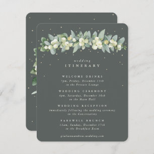 Green Snowberry+Eucalyptus Garland Wedding Events Enclosure Card