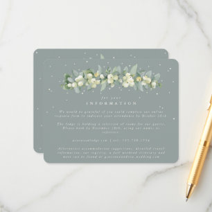 Green Snowberry+Eucalyptus Garland Wedding Info Enclosure Card