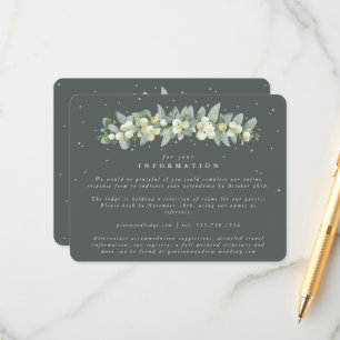 Green Snowberry+Eucalyptus Garland Wedding Info Enclosure Card