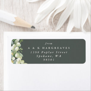 Green Snowberry+Eucalyptus Holiday Return Address