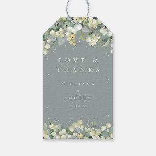 Green Snowberry+Eucalyptus Wedding Love + Thanks Gift Tags