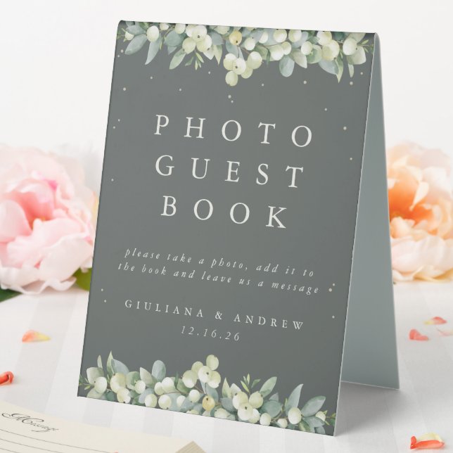 Green Snowberry+Eucalyptus Wedding Photo GuestBook (In SItu (Wedding))
