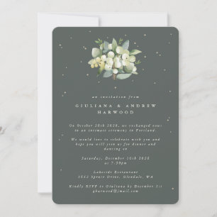 Green Snowberry+Eucalyptus Wedding Reception Invitation
