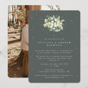 Green Snowberry+Eucalyptus Wedding Reception Photo Invitation
