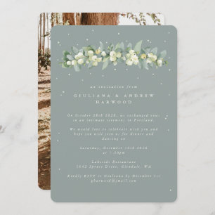 Green Snowberry+Eucalyptus Wedding Reception Photo Invitation
