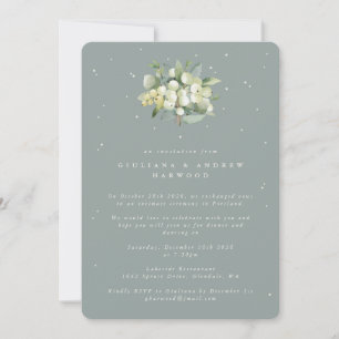 Green Snowberry+Eucalyptus Wedding Reception Photo Invitation