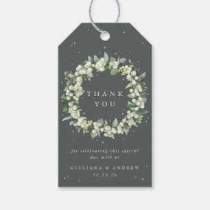 Green Snowberry+Eucalyptus Wedding Thank You Gift Tags